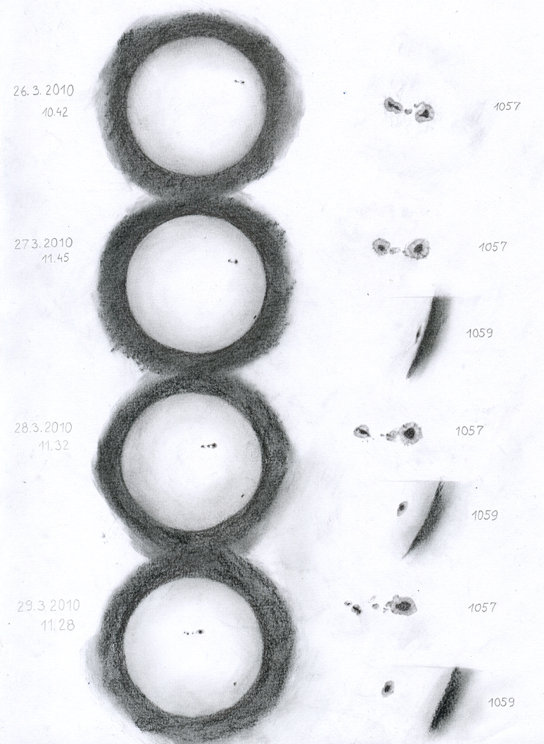 Sluneční skvrny - 1057 a 1059: 26.3. - 29.3.2010
