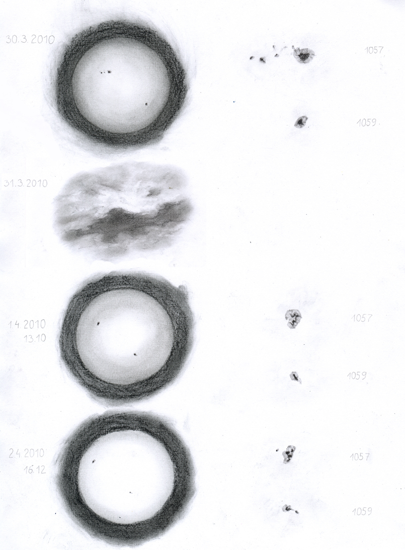 Sluneční skvrny - 1057 a 1059: 30.3. - 2.4.2010