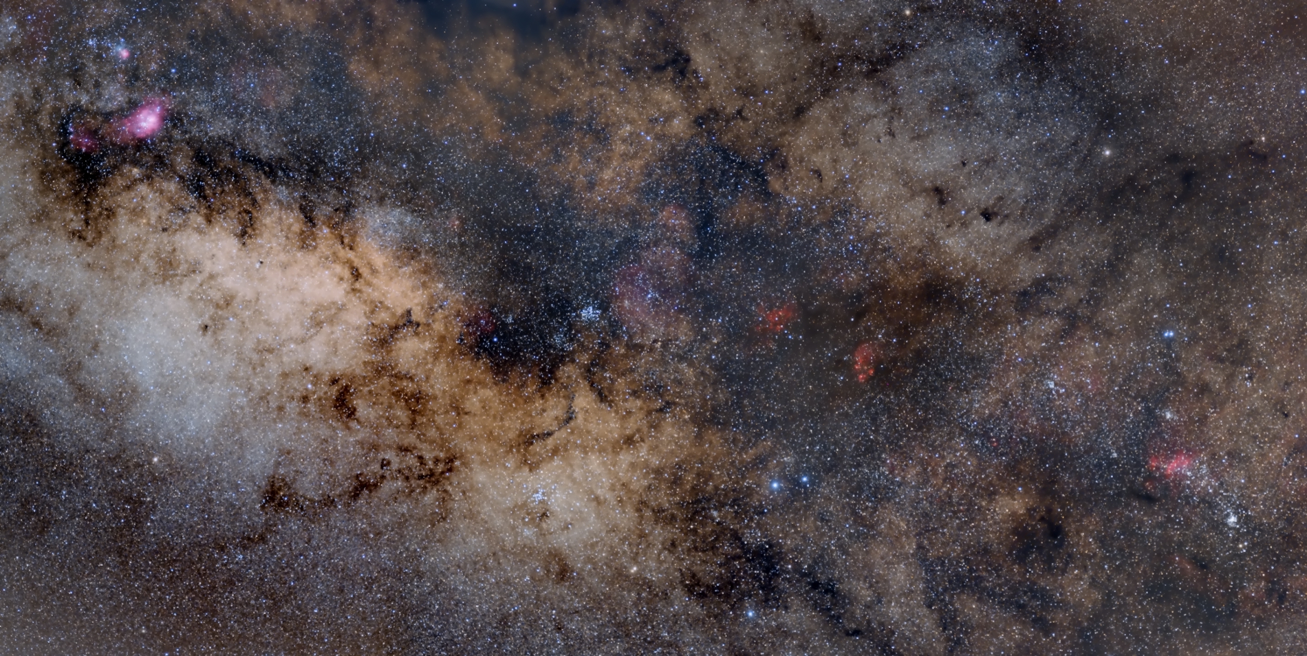 MW-Střelec, Štír (M20, M8, M6, M7, NGC6357, 6334, IC4628)