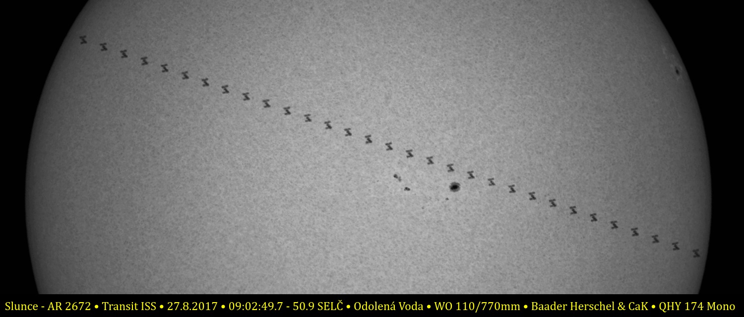 Přelet ISS přes Slunce 27.8.2017