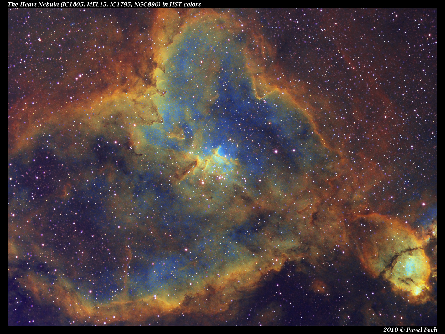The Heart Nebula (IC1805, MEL15, IC1795, NGC896) - HST