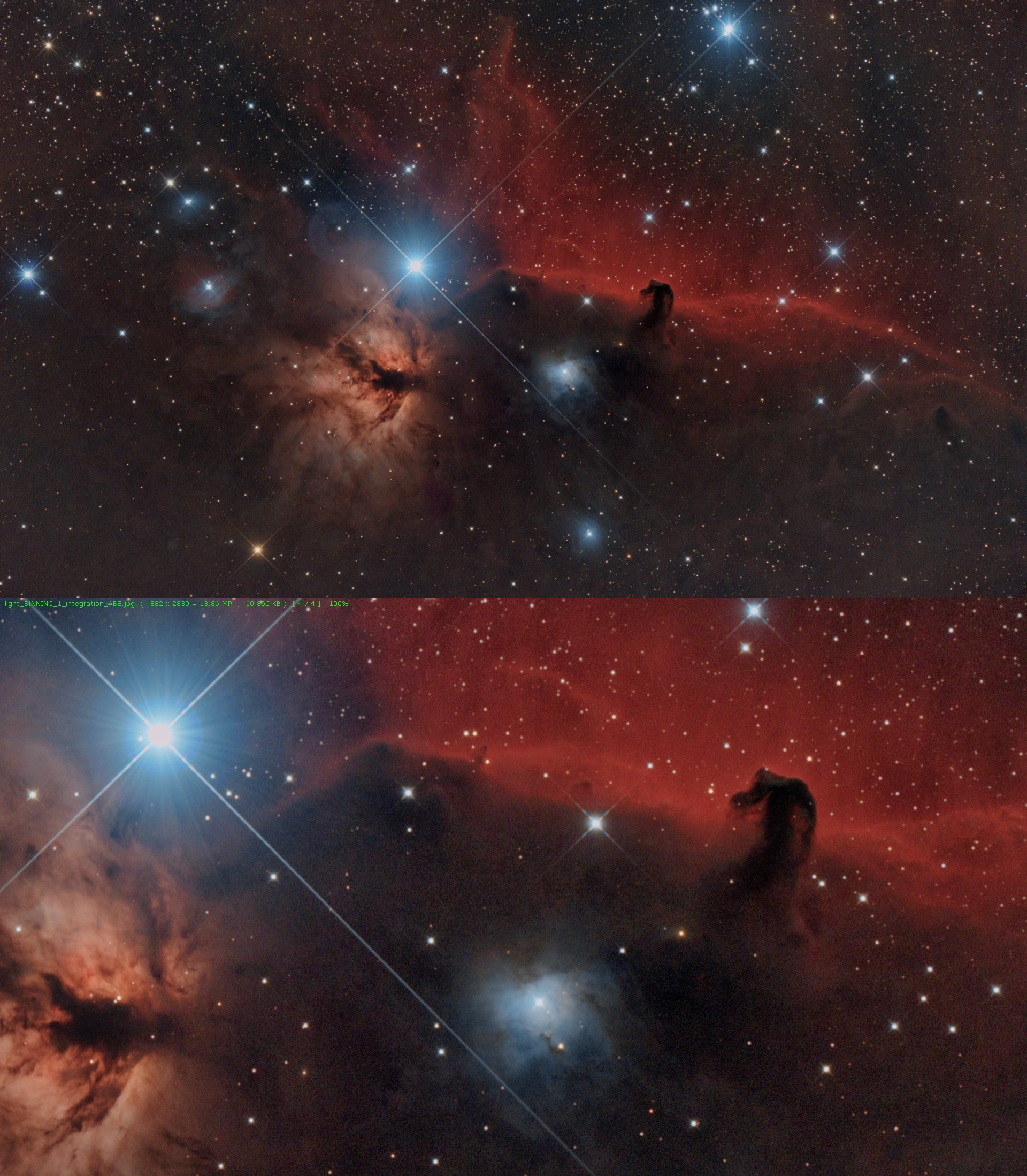  IC 435, NGC 2024, NGC 2023, Horsehead nebula a IC 432