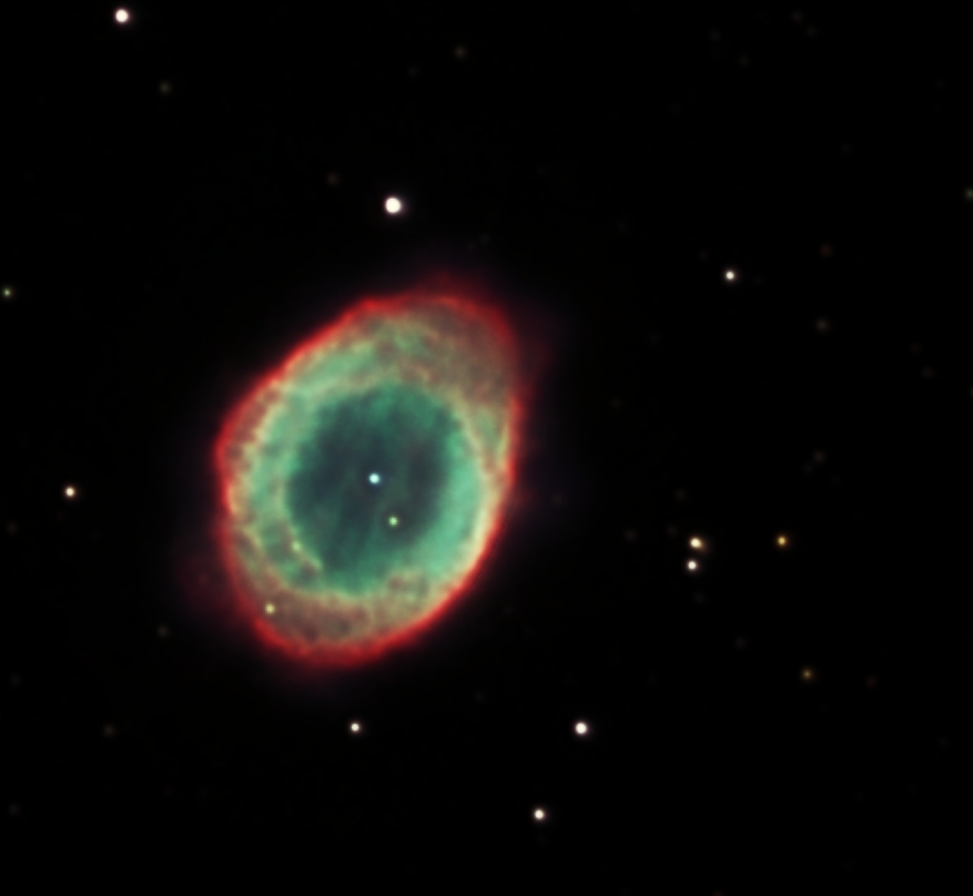 M57 v LRGB, detail ->výřez ve 200% velikosti