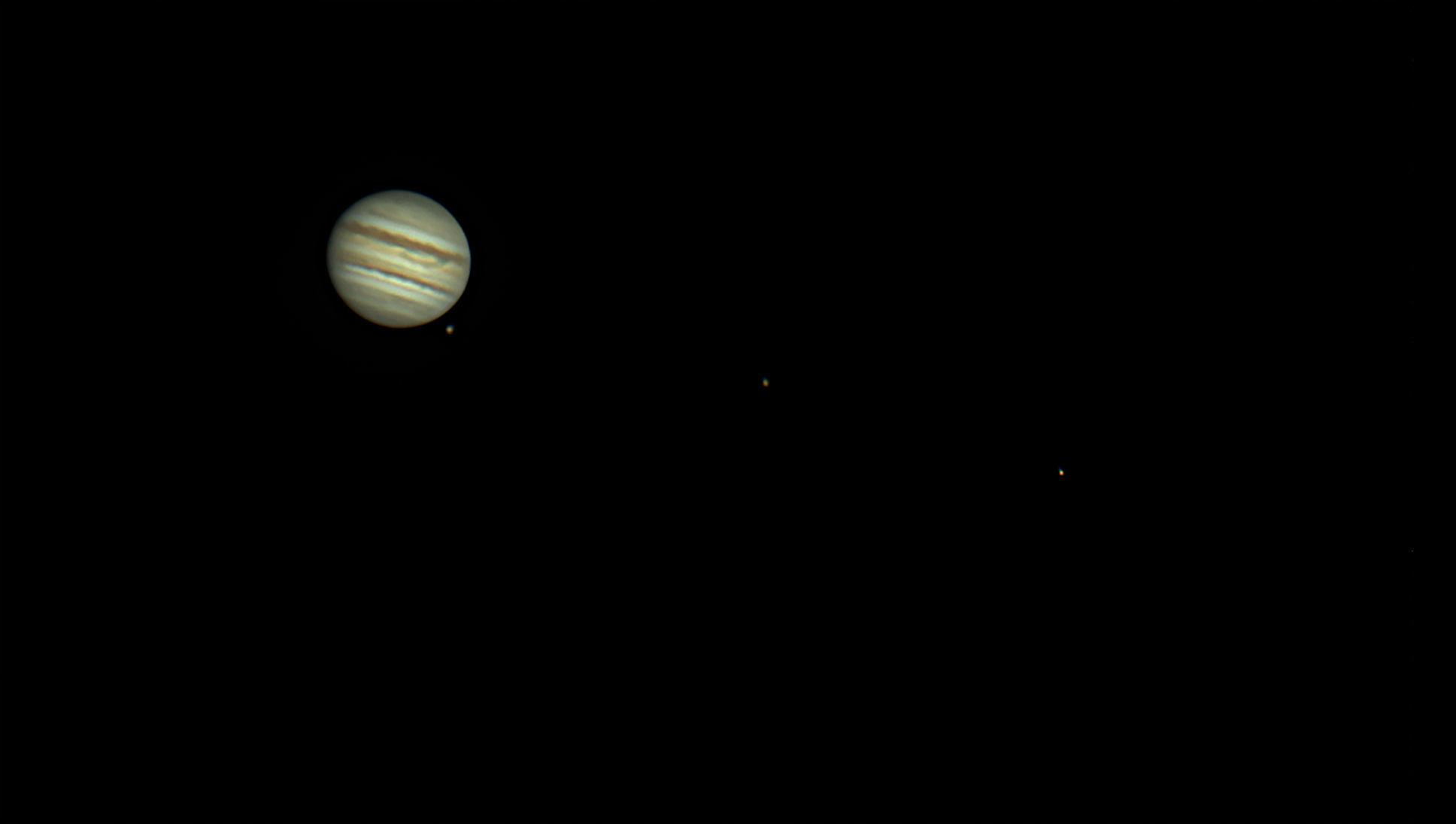 Jupiter 11.8.2019 Měsíce (Ganymede, Io, Europa)