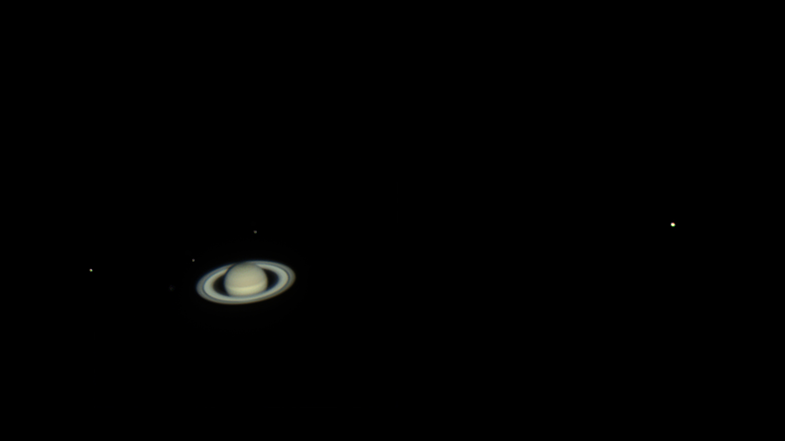 Saturn 11.8.2019  Měsíce: Rhea,Enceladus,Tethys,Dione,Titan