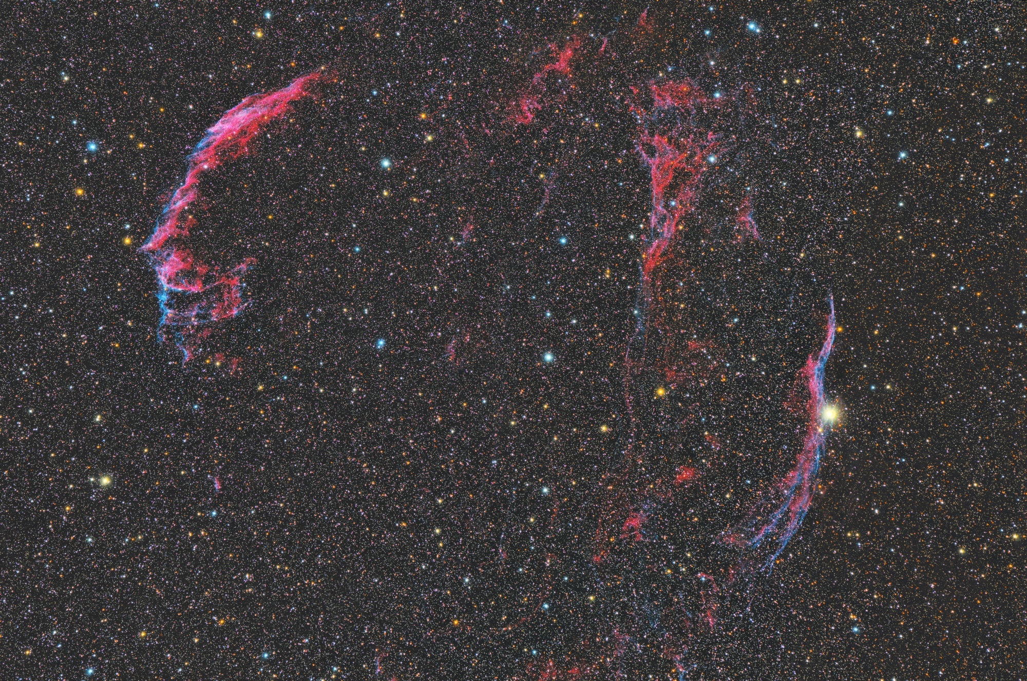 Řasová mlhovina v Labuti NGC 6960 NGC 6992