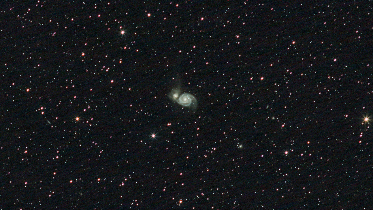 Vírová Galaxie, M51, NGC 5194-95, Canes Venatici