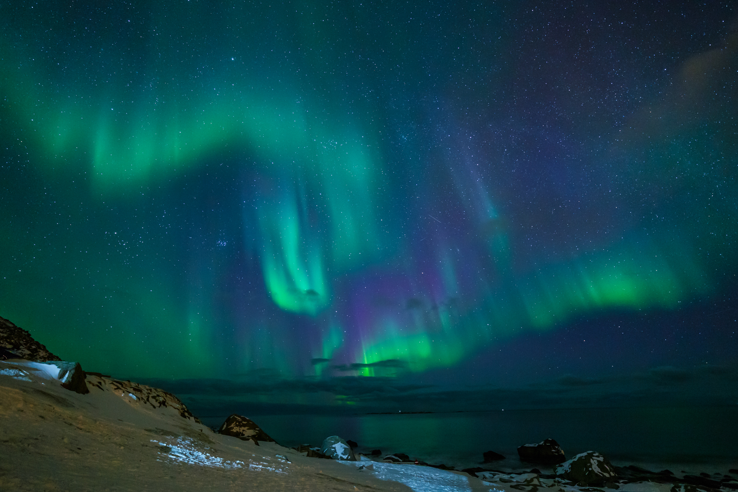 Polární záře, Lofoten, Norway