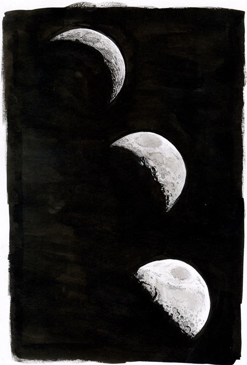 Měsíc starý 3, 5 a 7 dní