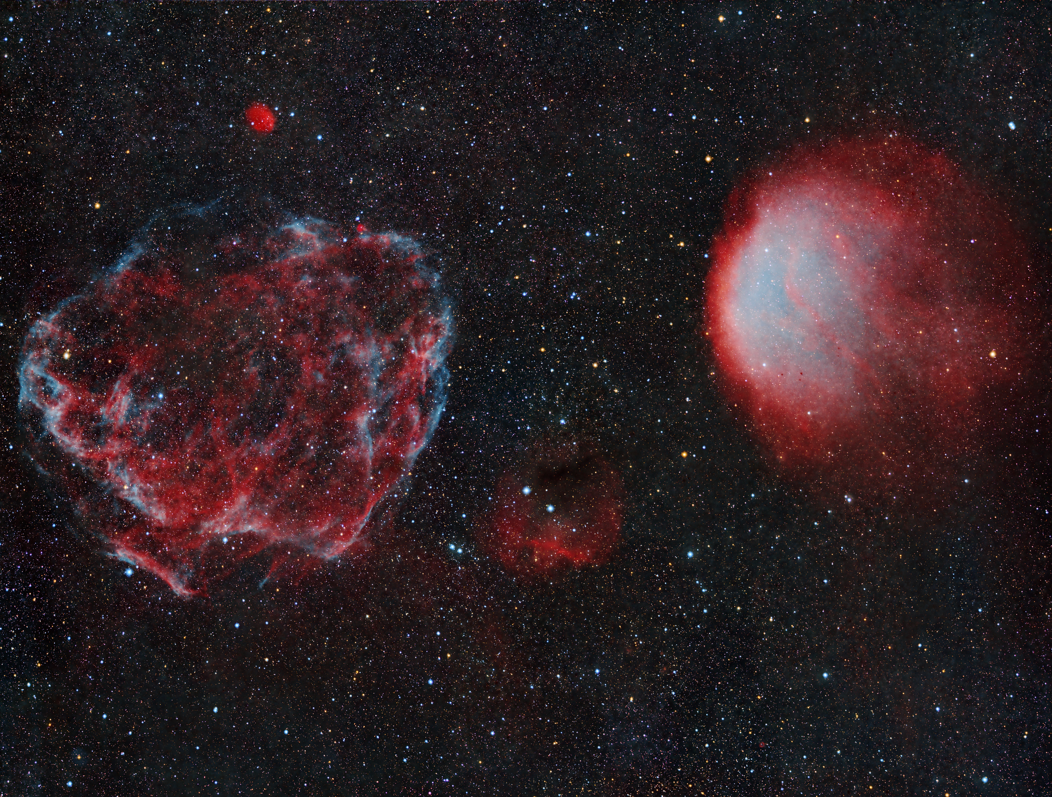 Sh2-221 (SNR), Sh2-216 (PN), Sh2-217, Sh2-219