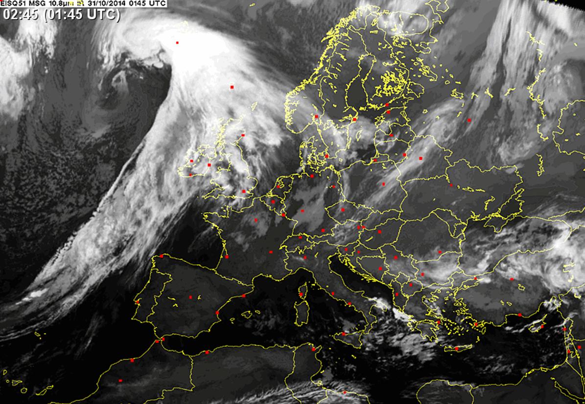 Studená fronta nad Atlantikem 31.10.2014
