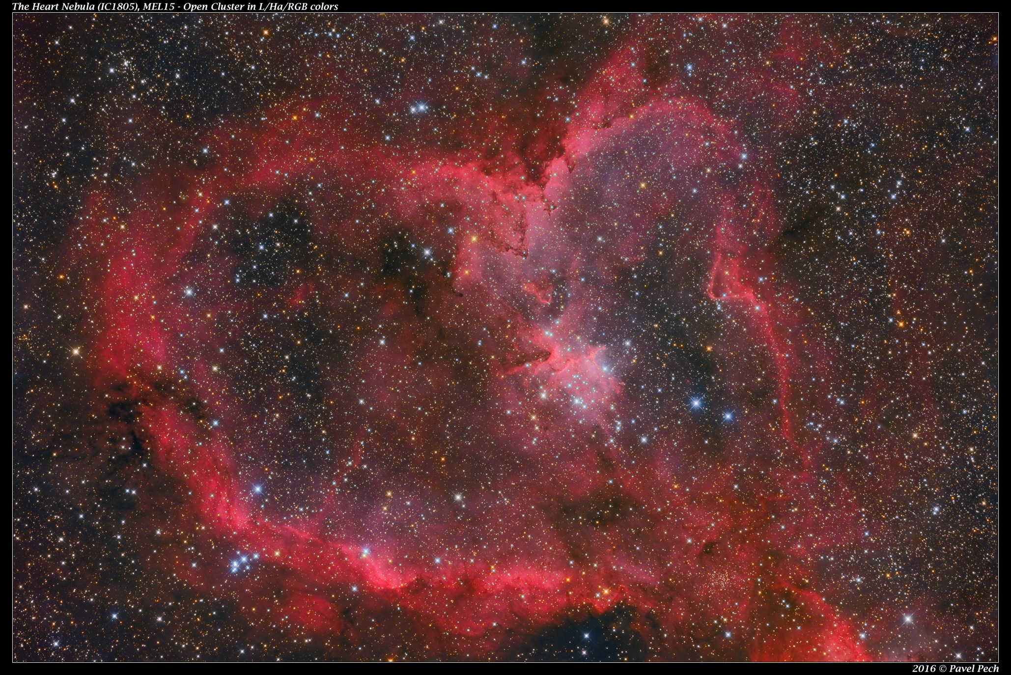 The Heart Nebula (IC1805, MEL15) - LHaRGB