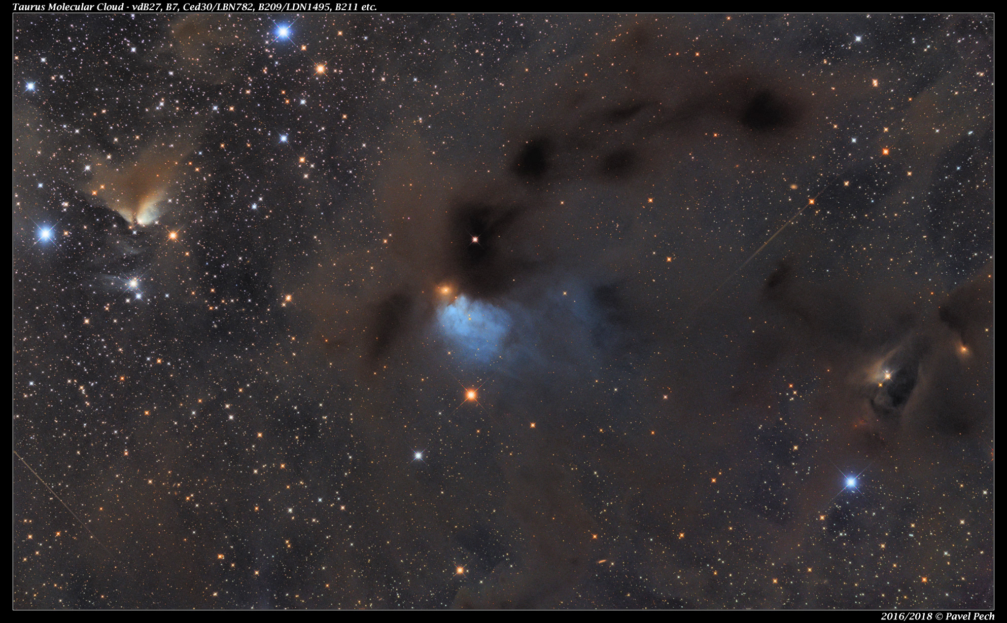Taurus Molecular Cloud - vdB27, B7, Ced30/LBN782, B209/LDN1495