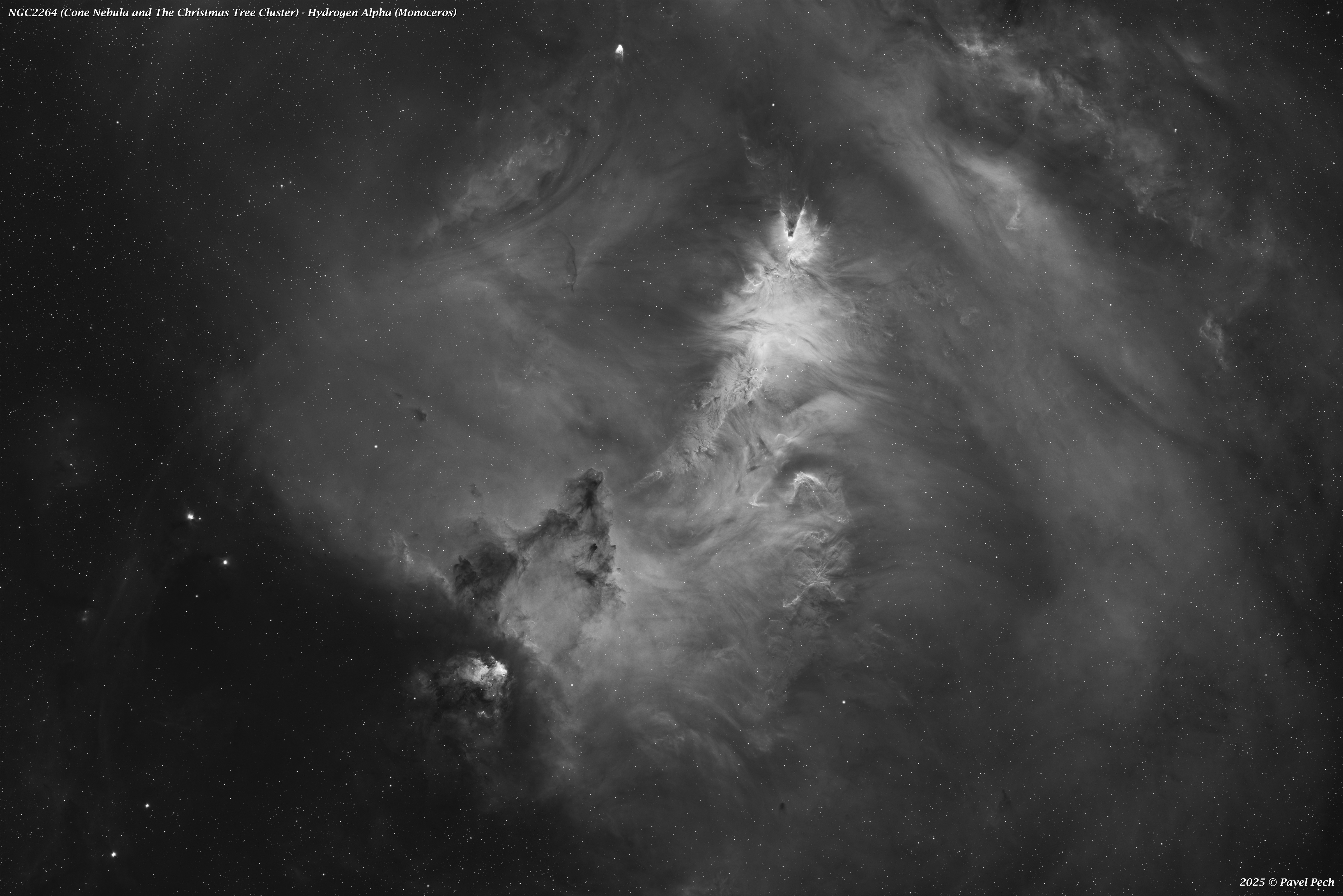 NGC2264 (Cone Nebula and The Christmas Tree) - Ha