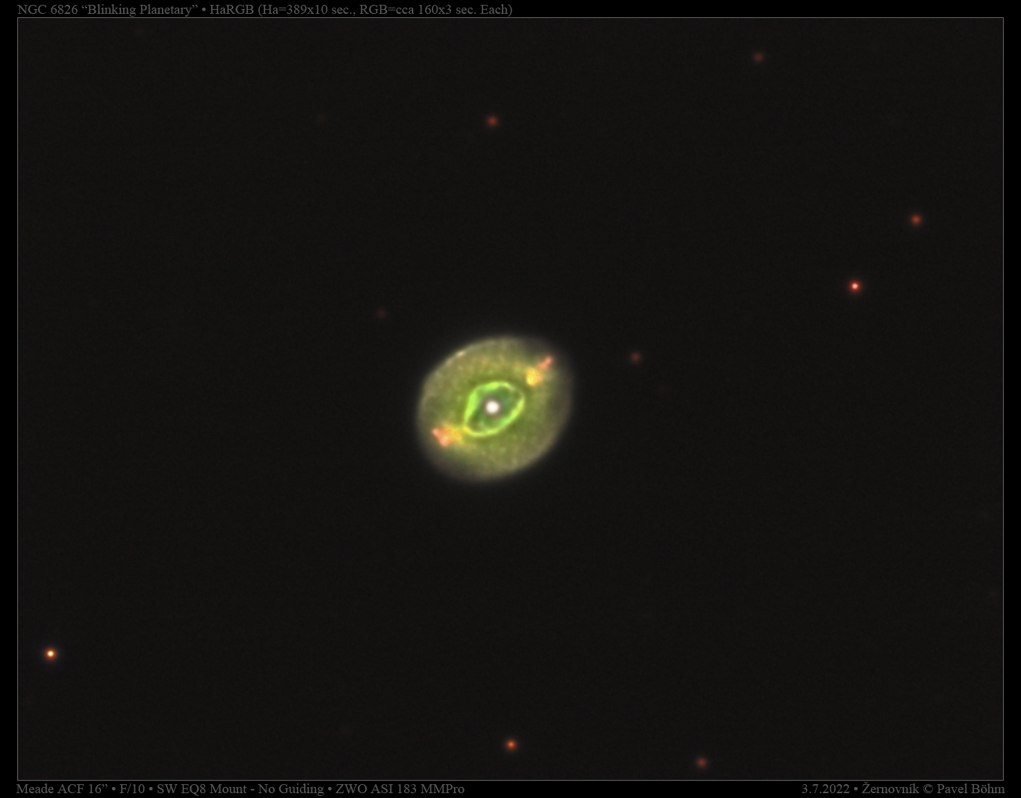 NGC6826 ''Blinking Planetary'' v Ha RGB
