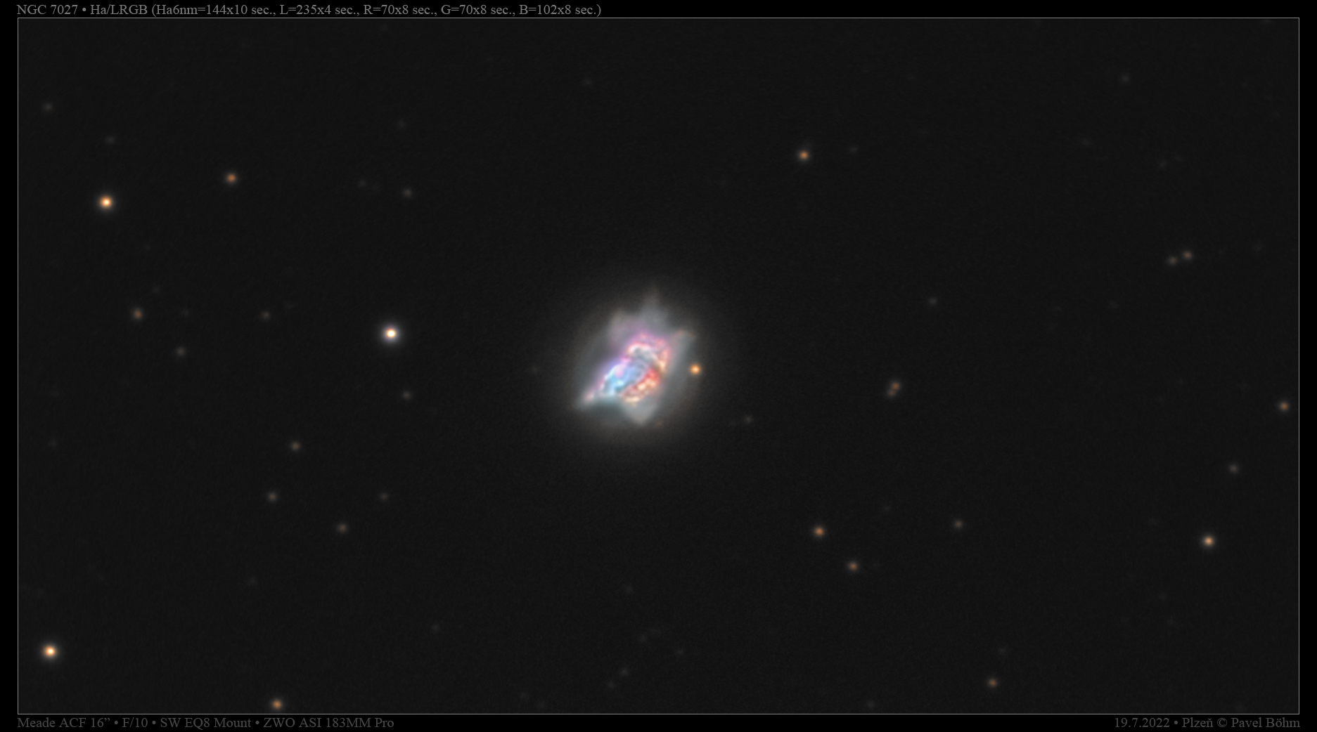 NGC7027 v Ha/LRGB