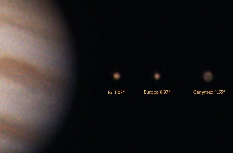 Jupiter s měsíci Io, Europa a Ganymed