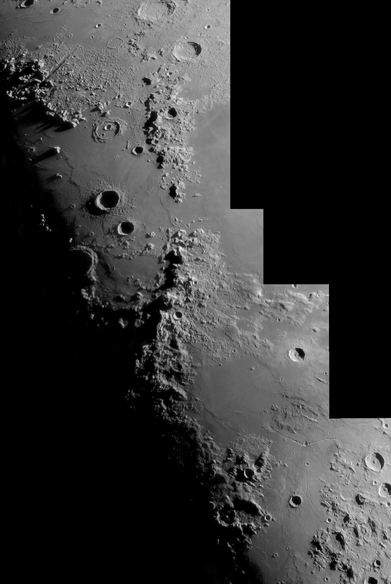 Terminátor v Mare Imbrium a Mare Vaporum