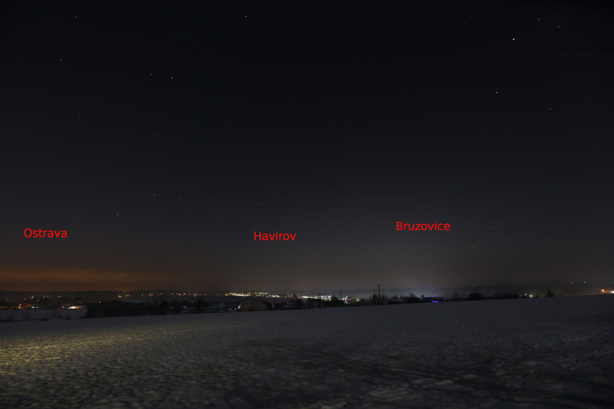 Nocni pohled na Ostravu, Havirov a okolo