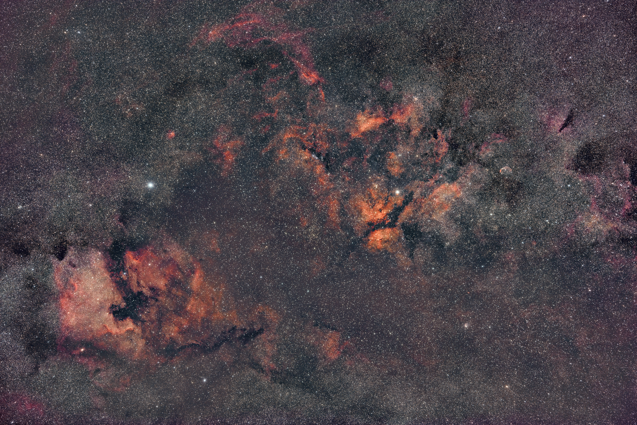 NGC7000, IC5070, SADR, NGC6888