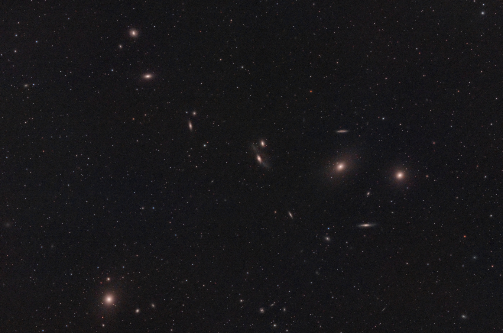 Markarian's chain (M84, M86, M87, NGC4438)