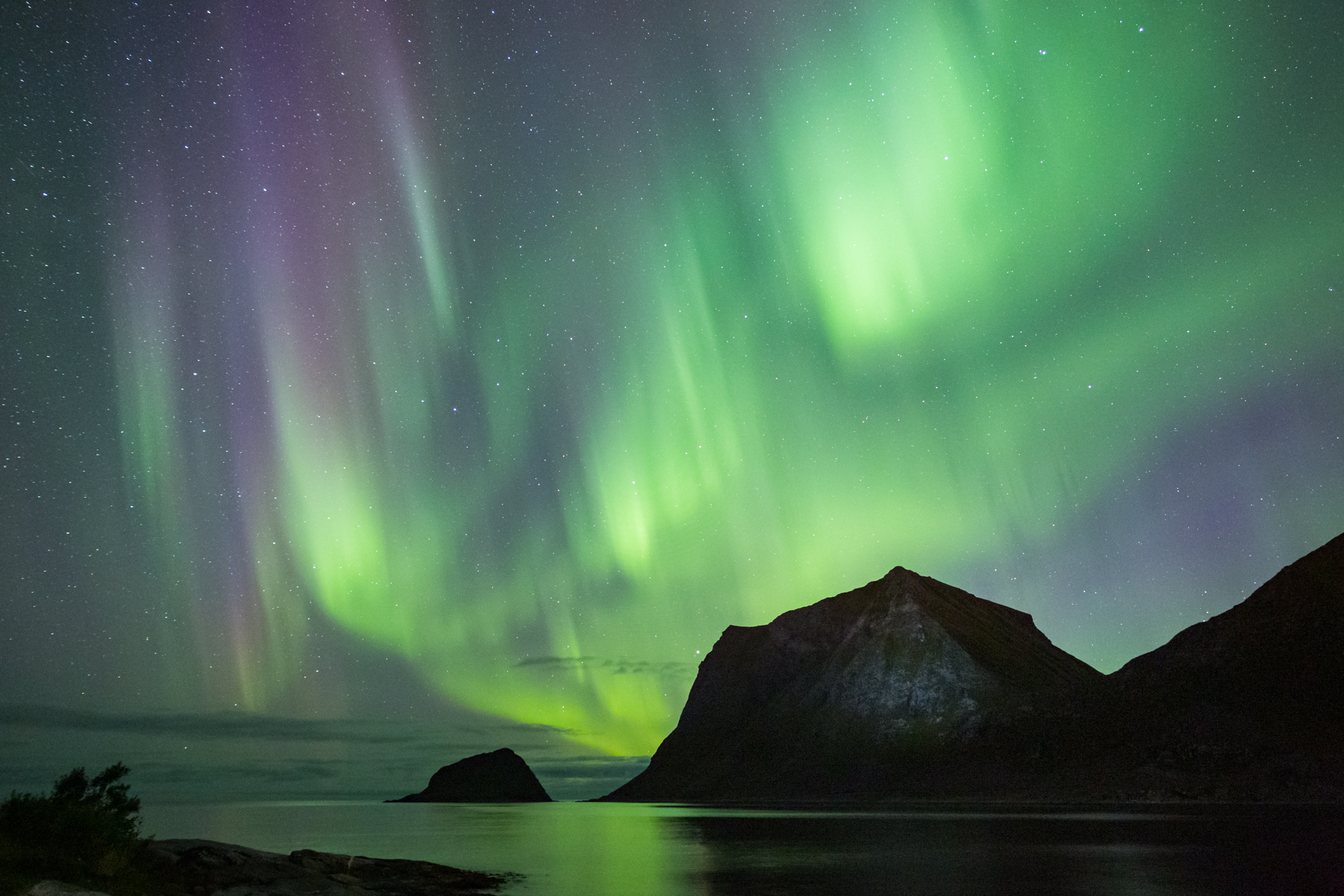 Polrární záře 14.9.2021 - Norsko, Lofoty